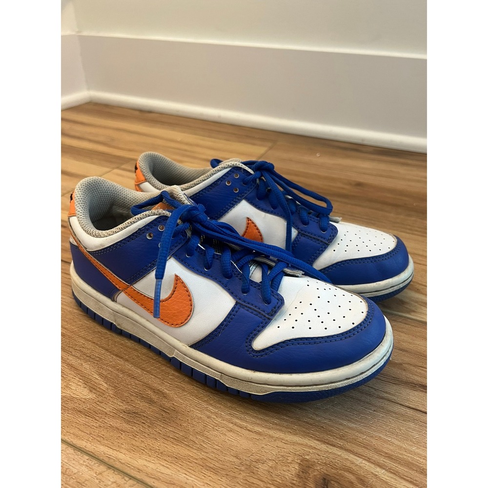 Nike Dunk Low Blue White Orange Kids 4Y Sneakers FN7783-400 Sneakers Shoes - Picture 3 of 8